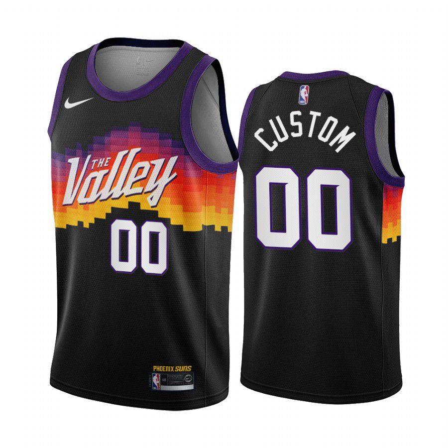 Men Phoenix Suns #00 custom black city edition the valley 2020 nba jersey->phoenix suns->NBA Jersey